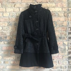 Like New - Wool pea coat with tie waist